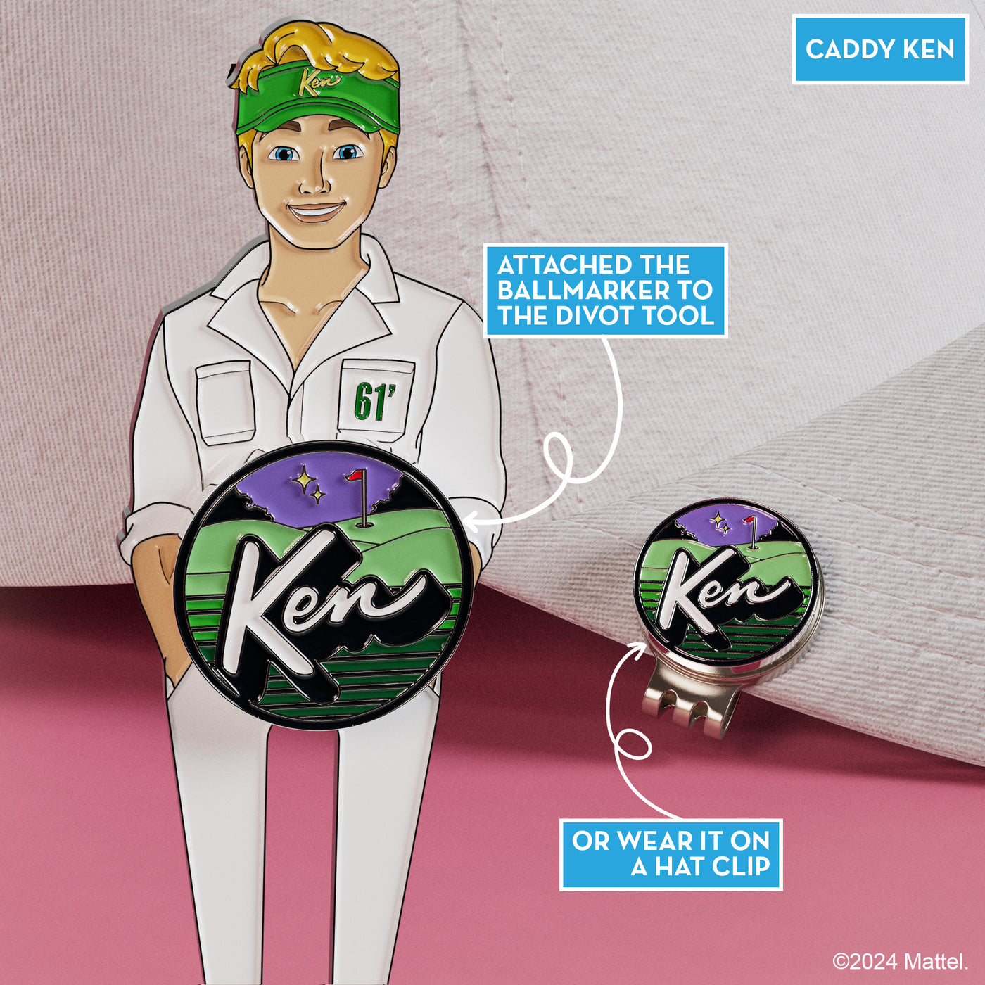 PuttBuddies 'Caddy Ken' divot tool and golf ball marker set main image 0