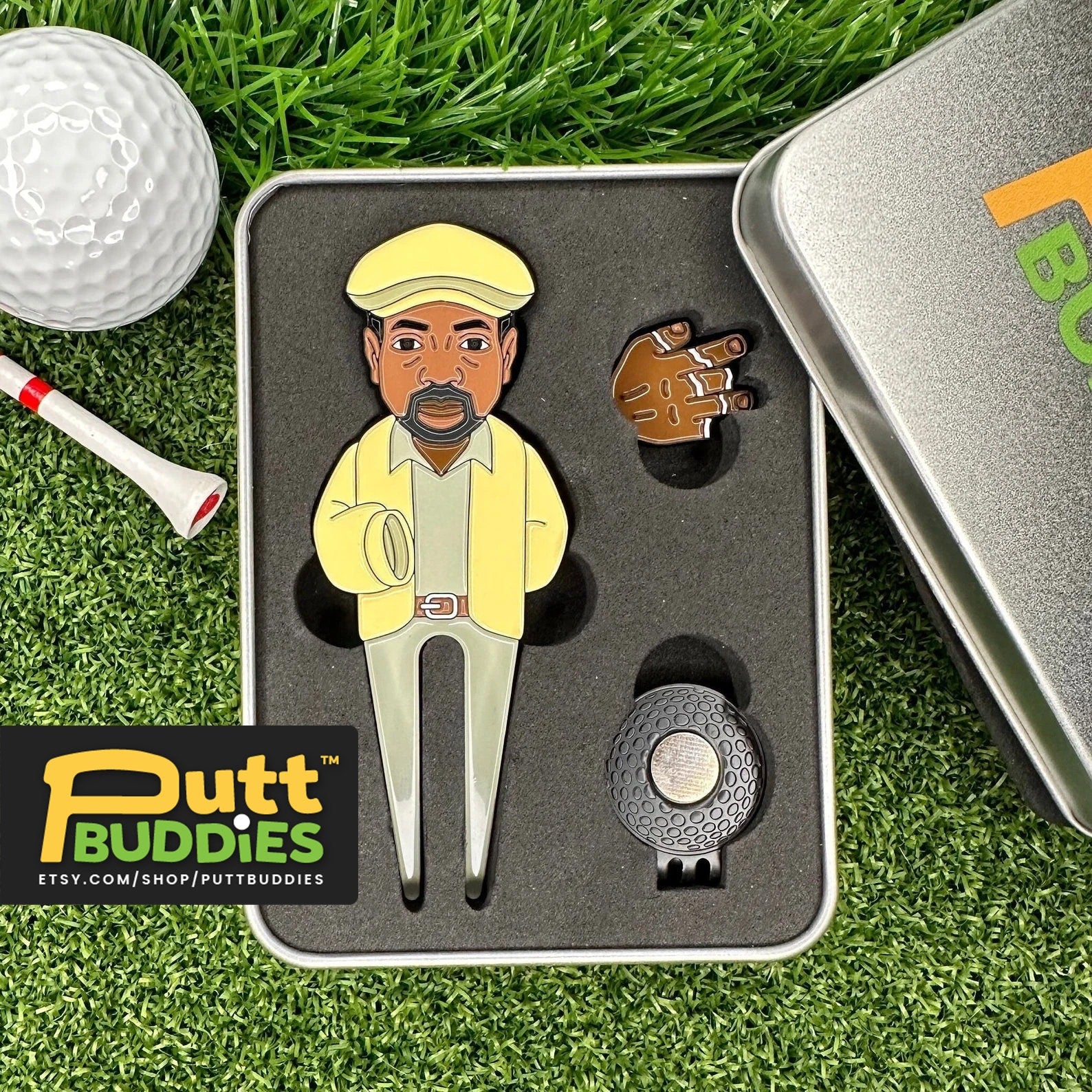 MASTER'S WEEK SALE PuttBuddies™ - Golf Coach Divot Tool and Ball Marker Gift Set, Gift for groomsmen, Unique Golf Accessories